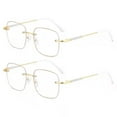 thumbnail image 1 of 2 Pairs of Square Rimless Reading Glasses +3.0, Womens Blue Light Blocking Metal Gold Oversized Readers 3.00, Fashion Presbyopia Eyeglasses, 1 of 5