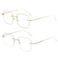 thumbnail image 1 of 2 Pairs of Square Rimless Reading Glasses +3.5, Womens Blue Light Blocking Metal Oversized Readers 3.50, Fashion Presbyopia Eyeglasses, 1 of 5