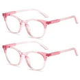 thumbnail image 1 of 2 Pairs of Women Square Reading Glasses 1.00 Anti-blue Light Transparent Pink Stylish Readers +1.00, 1 of 5