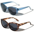 thumbnail image 1 of 2 Pairs of Womens Fully Magnified Outdoor Reading Sunglasses - Full Tint Readers - Oversized Leopard Jackie O Vintage +1.50, 1 of 3