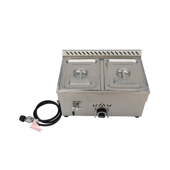 2-Pan LP GAS Food Soup Warmer Commercial Buffet Steam Heating Machine