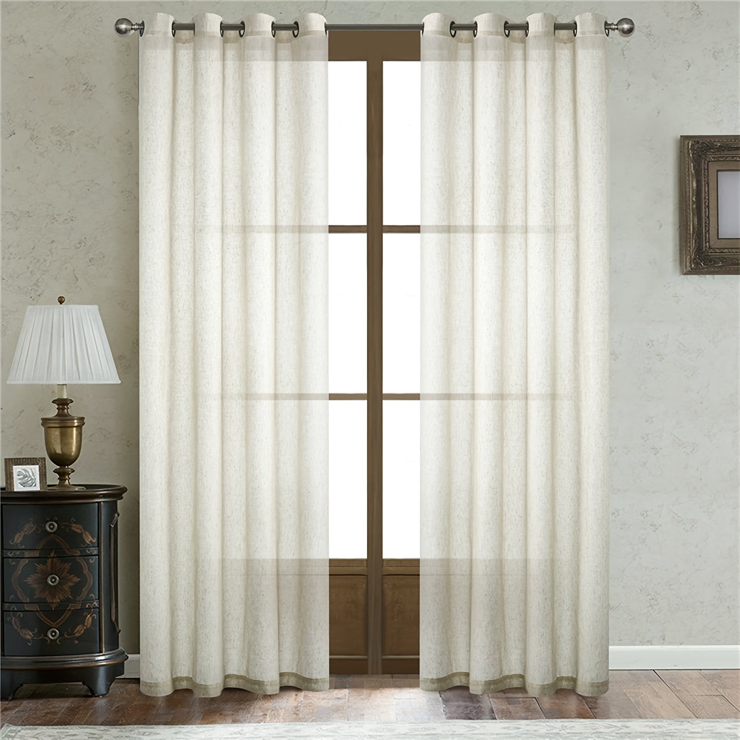 Window Drape Balance 2-Panel Beige French Door Curtains, Semi-Sheer Drapes - Balances ...
