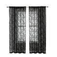 thumbnail image 1 of 2 Panel Black Sheer Lace Curtains for Living Room Vintage French Floral Embroidered Semi Sheer Window Panels Leaf Sheer Drapes, 1 of 5