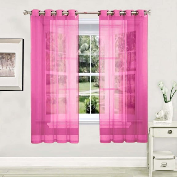 Gorgeous Home Linen Modern Bronze  Grommet Sheer Curtain Panel Pairs Curtains, 55" x 63" (2 Panels)