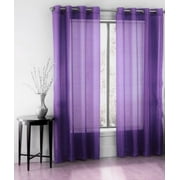 2 Panel Chevron Purple Design Voile Sheer Window Curtain 8 Silver Grommets 55" W X 84"