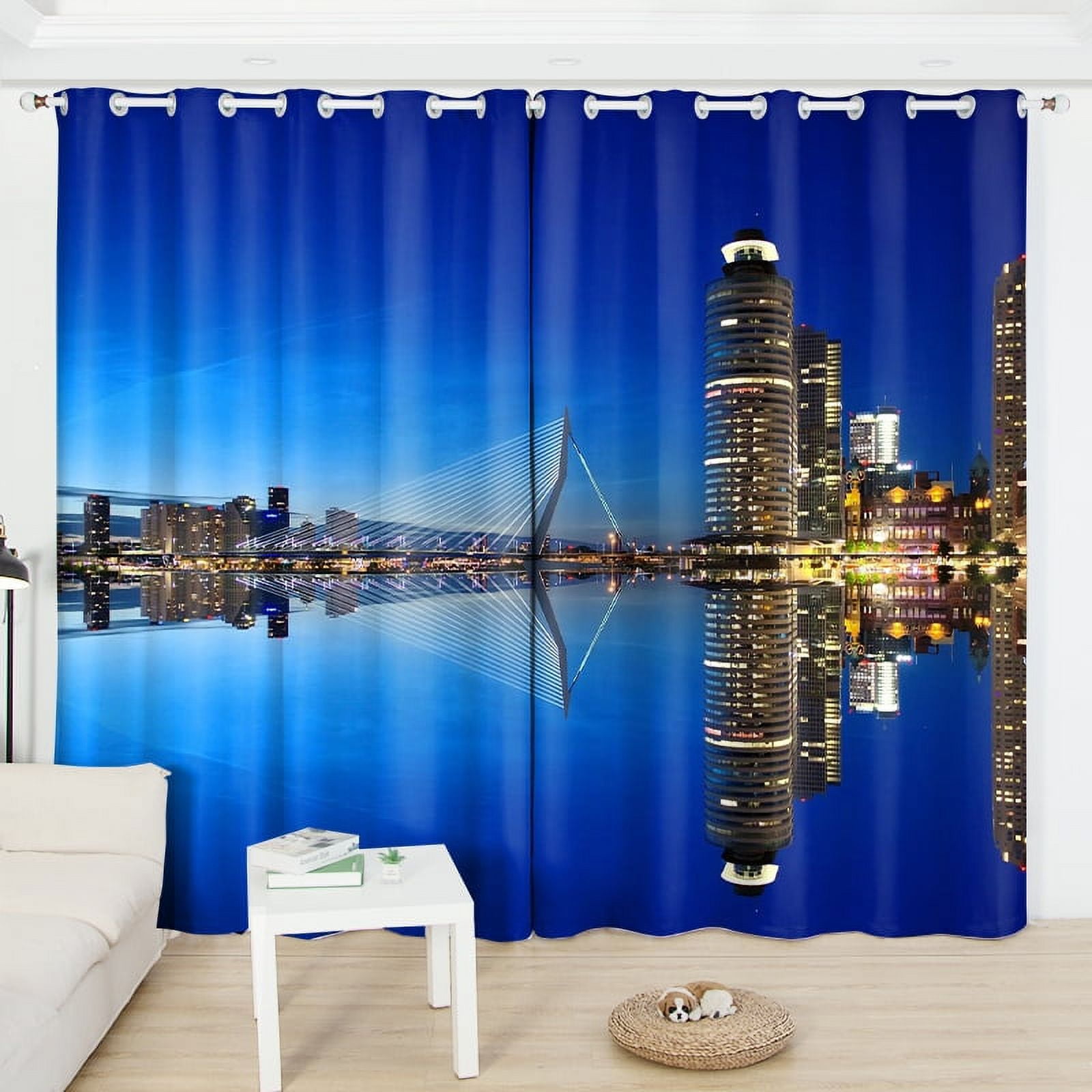 2 Panel City Street View Curtains Night View Curtains for Living Room