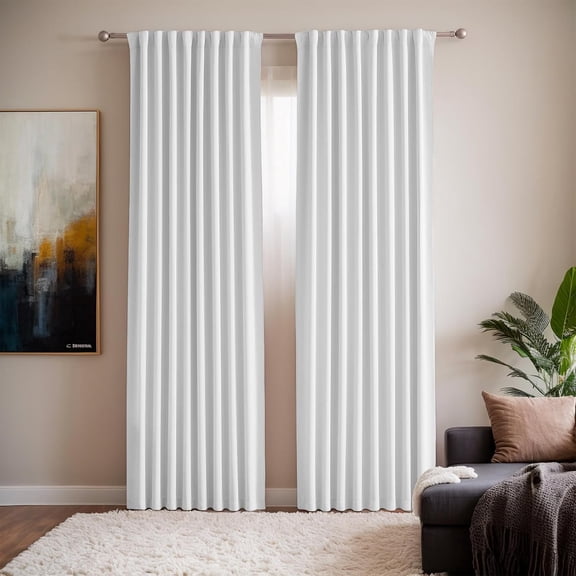 2-Panel Extra Wide Blackout Soundproof Room Divider Curtains, Floor to Ceiling, for Ceiling Track or Rod with Hooks