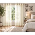 thumbnail image 1 of Gorgeous Home Linen 2-Piece Bronze Grommes Sheer Solid Curtain with Grommets 108" Total Width by 84" Long Panels Patio Rubr Ivory, 1 of 4