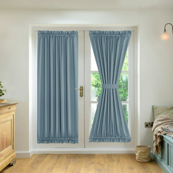2 Panel French Door Curtains With Rod Pocket Tieback Indoor Sun Blocking Privacy Grommet Curtains Thermal Blackout Curtain for Window Kitchen Patio Doors 25 x 72 Inch