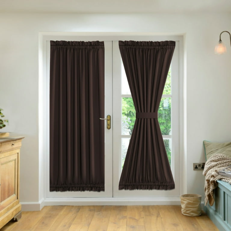 2 Panel French Door Curtains With Rod Pocket Tieback Indoor Sun 