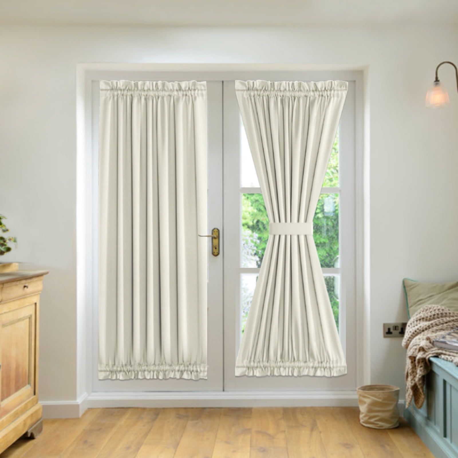 2 Panel French Door Curtains With Rod Pocket Tieback Indoor Sun