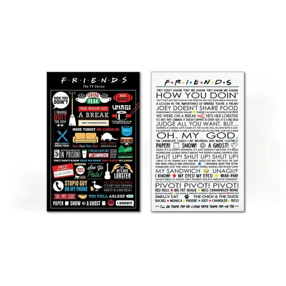 2 Panel Friends Series Quotes Artworks Canvas Poster Room Aesthetic Wall Art Prints Home Modern Decor Gifts 08x12inch(20x30cm)X2