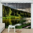 2 Panel Green Tree Curtain Modern Style Natural Scenery Curtain for