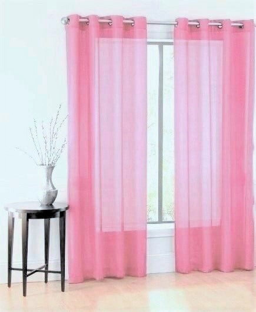SAMIMPORT-2011 Light Pink Chevron Sheer Curtains, 55 x 84 (2 Panels)