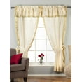 thumbnail image 1 of 2 Panels 2 Tiebacks-Gypsy Rod Pocket Curtains w/ Beaded Valance Cream 60W 84L, 1 of 3