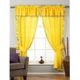 thumbnail image 1 of 2 Panels 2 Tiebacks-Gypsy Rod Pocket Curtains w/ Beaded Valance Yellow 60W 63L, 1 of 3