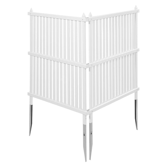 2 Panels 36 x 45 Inch White Vinyl Privacy Screen Fence with 19.7 Inch Ground Stakes for Air Conditioner Pool Equipment and Trash Can Enclosure