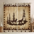 thumbnail image 1 of 2 Panels,(42Wx90L) Wolf Darkening Curtains,Rustic Farmhouse Cabin Curtains,Rural Elk Deer Moose Animals Window Treatments,Vintage Hunting Theme Tree Jungle Insulated Thermal Curtains, 1 of 5