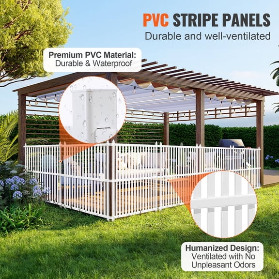 2 Panels 48" W x 48" H Vinyl Privacy Fence Panels - Outdoor Privacy Screens with Metal Ground Stakes Wind-Resistant for AC Unit Trash Can Pool Equipment Enclosure