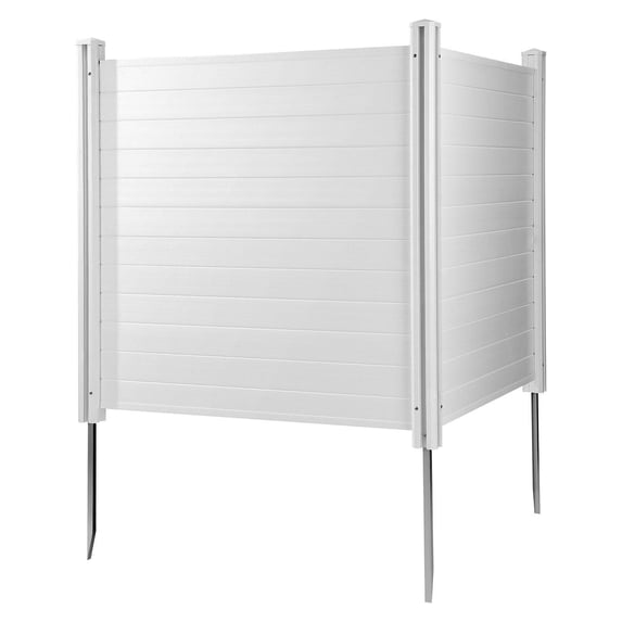 2 Panels 50x50 Inch White Vinyl Privacy Screen Fence with 27.6 Inch Ground Stakes for AC Units Pool Equipment and Trash Cans