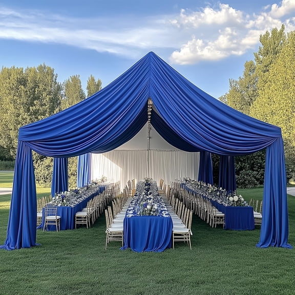 2 Panels 5ft(W) x 20ft(H) Royal Blue Ceiling Drapes for Wedding Parties 20 FT Extra Long Thick Polyester Wrinkle-Free Drapery Tent Decor Decorations for Birthday Party Ceremony Stage Swag