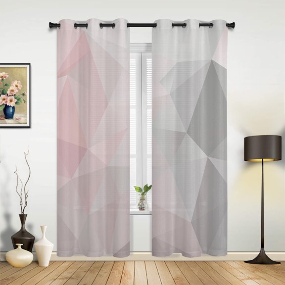 2 Panels Abstract Geometric Gradient Sage Green Grey Triangle Curtains for Bedroom Living Room Drapes Kitchen Kid's Room Window Curtain