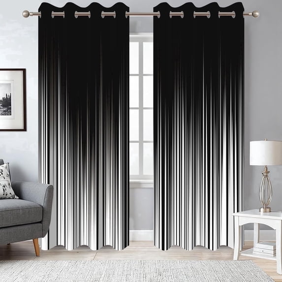 2 Panels Black and White Gray Blackout Curtains for Bedroom,Abstract Grommet Window Drapes for Living Room,52x84 Inch