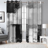 2 Panels Black Grey Abstract Blackout Curtain for Bedroom,Modern Art Grommet Drapes for Living Room,52x84 Inch