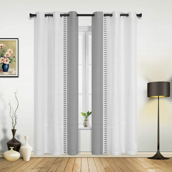 2 Panels Black Stripes White Solid Color Texture Curtains for Bedroom Living Room Drapes Kitchen Kid's Room Window Curtain Home Decor