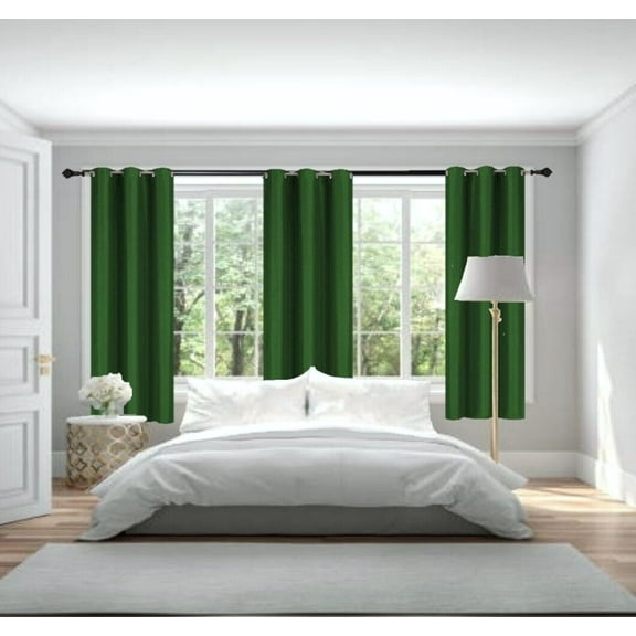 2 Panels Blackout Room Darkening Thermal Window Curtain Drapes Grommets Hunter Color 63" inch Length for Bedroom Kitchen Home Décor