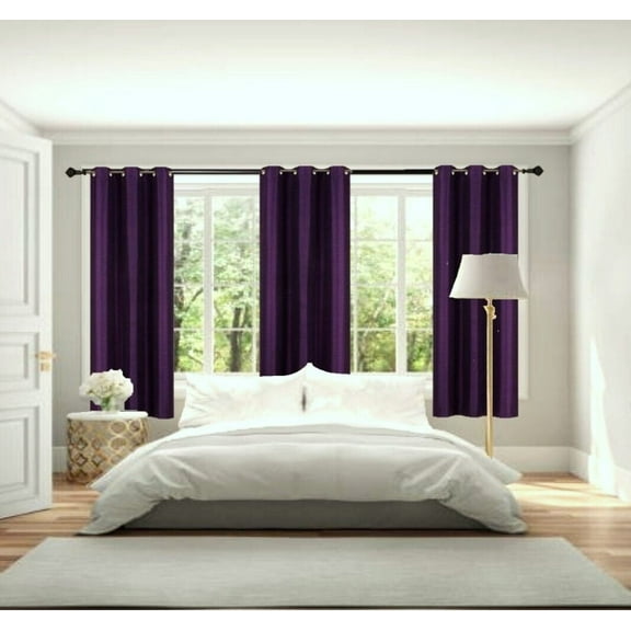 2 Panels Blackout Room Darkening Thermal Window Curtain Drapes Grommets Purple Color 63" inch Length for Bedroom Kitchen Home Décor