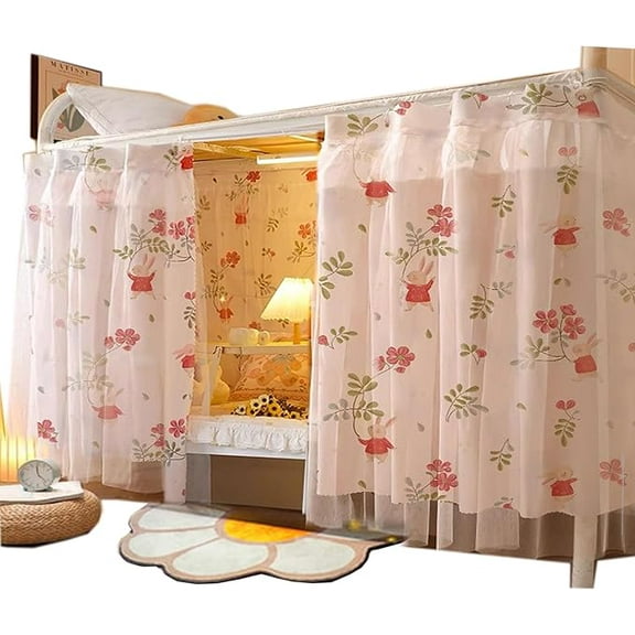 2 Panels,Bottom Bunk Bed Curtains Cloth Breathable Bed Canopy Students Curtain Shading Nets for Single BedGarden Rabbit Treasure
