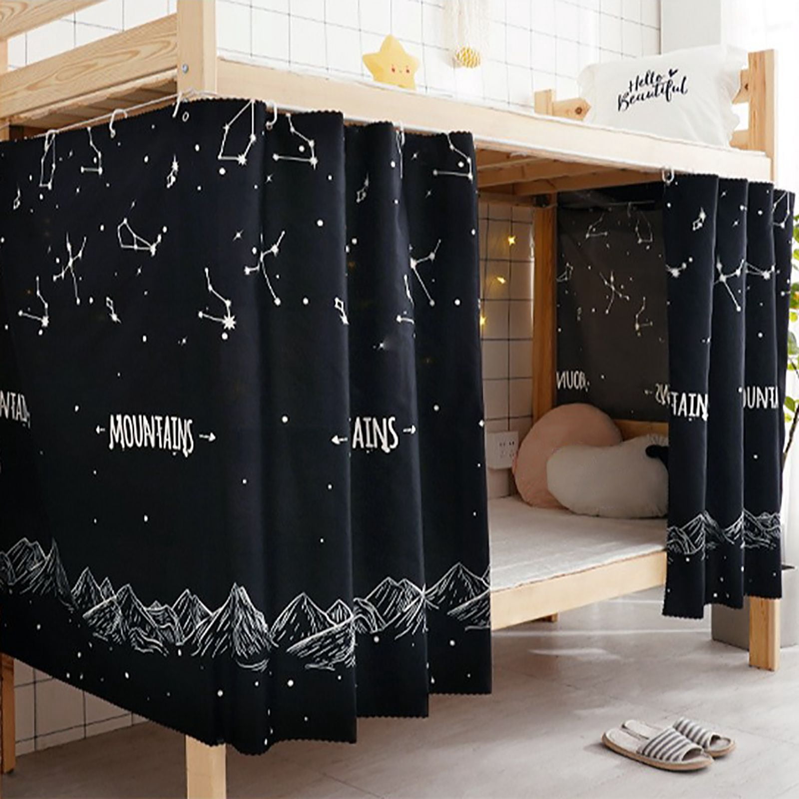 2 Panels Bottom Bunk Bed Curtains Privacy Curtains Breathable Dustproof Bed Blackout Curtains Privacy Cloth Panels Underbed Loft Bed Canopy Tent Curtain Shading Drapes for Dorm