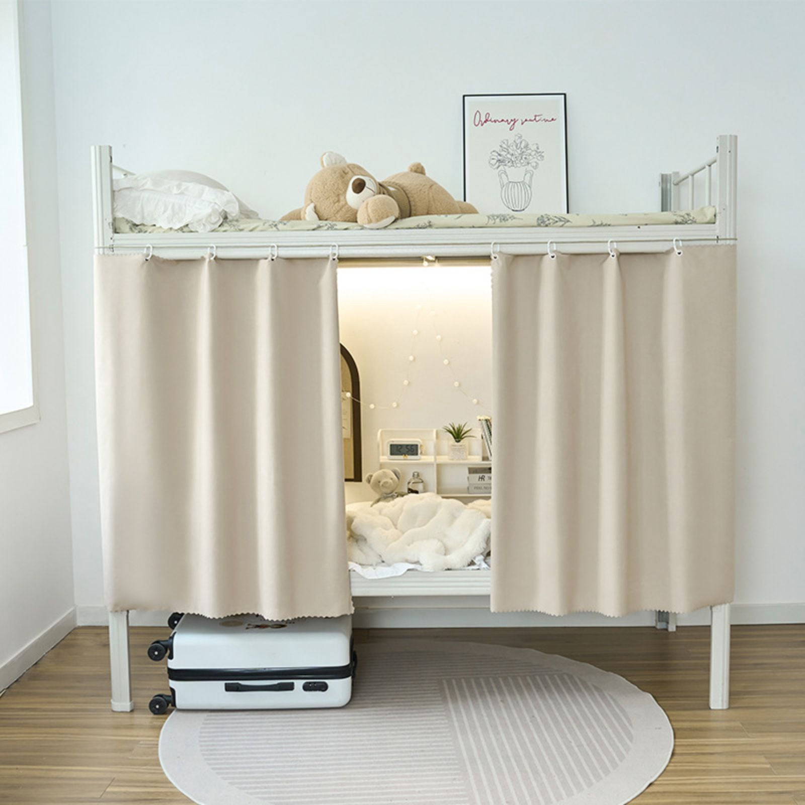 2 Panels Bottom Bunk Bed Curtains Privacy Curtains Breathable Dustproof Bed Blackout Curtains Privacy Cloth Panels Underbed Loft Bed Canopy Tent Curtain Shading Drapes for Dorm