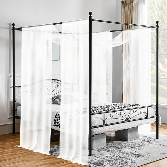 2 Panels Canopy Curtains White Canopy Bed Curtains 55" x 216" Bed Canopy Scarf for Full/Queen Bed Frame,Queen Canopy Bed Curtains,Sheer Bed Canopy Curtains Drapes Bed Tulle Canopy