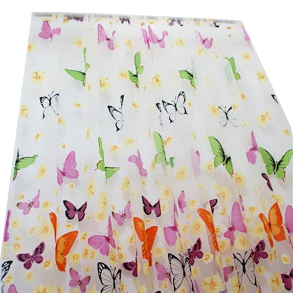 2 Panels Colorful Butterfly Print Sheer Curtain, 39X78" Burnout Voile Window Drape, Light Filtering Curtain Panel, Floral Pattern Window Treatment, Decorative Sheer Drapery for Living Room Bedroom