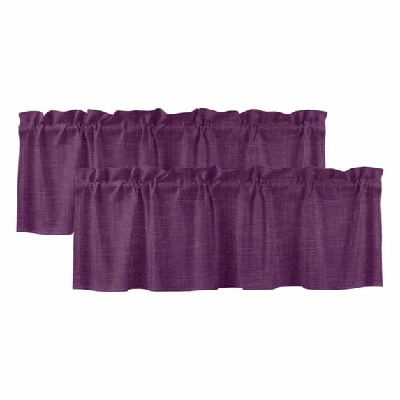 2 Panels Dark Purple Valance for Windows, Farmhouse Burlap Solid Brown ...
