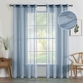 thumbnail image 1 of 2 Panels Dusty Blue Semi Sheer Window Curtains 84 Inch Length Elegant Grommet Top Window Voile Drapes/Treatment Linen Textured Panels for Bedroom Living Room 54X84 Inch, 1 of 5