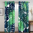 thumbnail image 1 of 2 Panels Elegant Tropical Abalone Leaf Print Curtain for Home Decor GrommetTop Window Treatment for Bedroom Office Kitchen Windows, 1 of 7