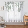 thumbnail image 1 of 2 Panels Eucalyptus Leaves Sheer Curtains for Living Room Elegant Wild Flower Floral Spring Printed Window Curtain Set Natural Chiffon Drapes for Bedroom Bathroom, 1 of 5