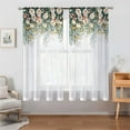 thumbnail image 1 of 2 Panels Eucalyptus Leaves Sheer Curtains for Living Room Elegant Wild Flower Floral Spring Printed Window Curtain Set Natural Chiffon Drapes for Bedroom Bathroom, 1 of 5