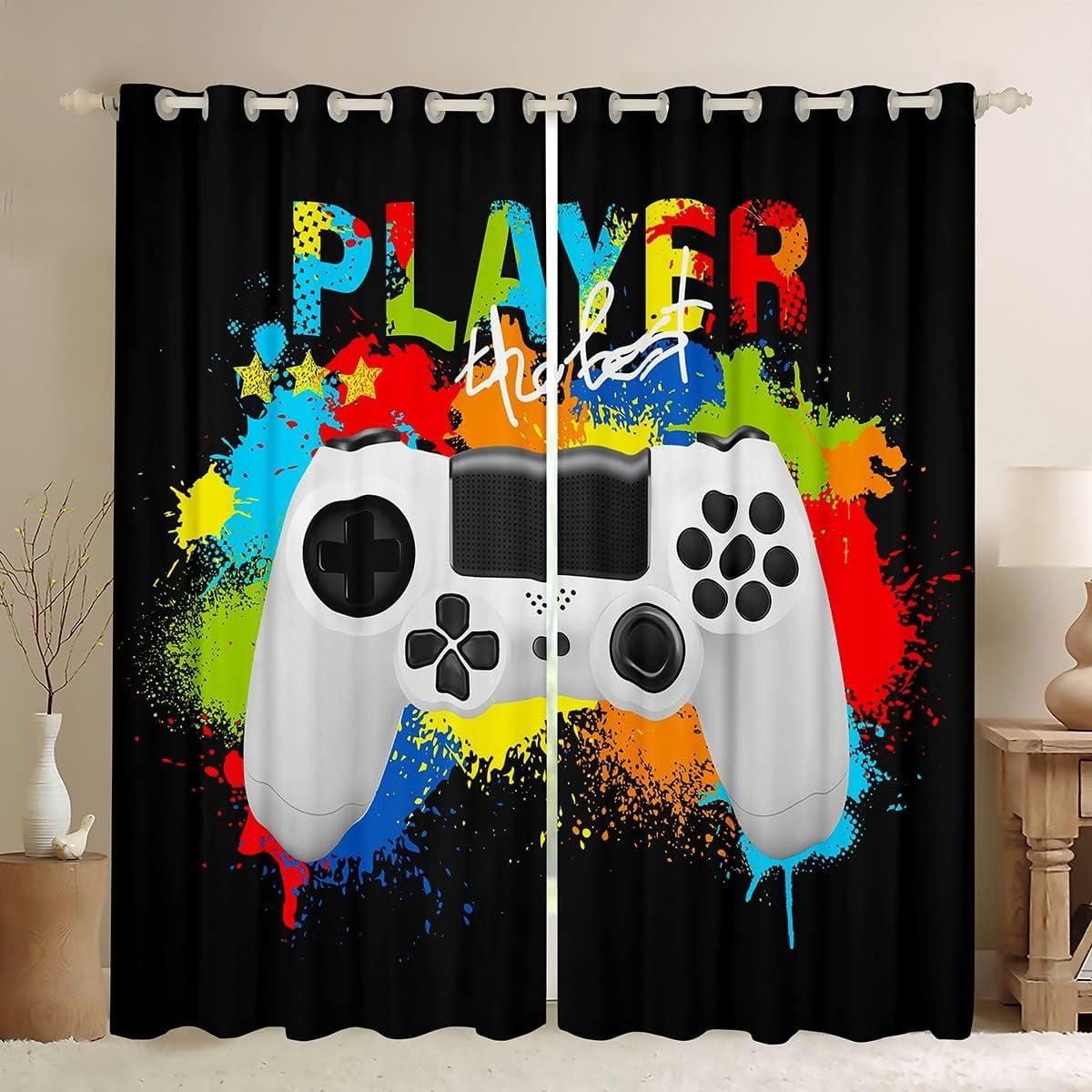Loussiesd Gamepad Cortinas Para Niños Y Niños, De Jugador De Juego