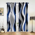 thumbnail image 1 of 2 Panels Geometry Abstract Line Blue Black Curtains for Bedroom Living Room Drapes Kitchen Kid's Room Window Curtain Modern Home Decor, 1 of 7