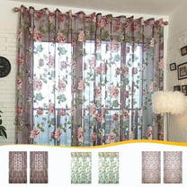 2 Panels Glass Door Decorative Curtain,Retro Peony Rose Sheer Curtains Vintage Elegant Rod Pocket Semi Floral Sheer Curtain,Embroidery Sheet Curtains,Lace Voile Panel Drapes Tulle Window Curtains