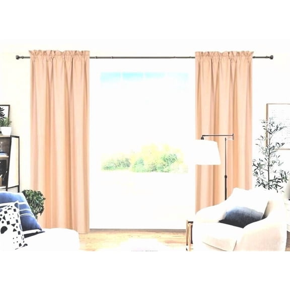 Gorgeous Home Linen 2 Panels Solid Blackout Thermal Rod Pocket Foam Window Curtain Drape R64 84 Length