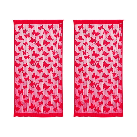 2 Panels Gothic Black Lace Curtains Butterflies Embroidery Semi Sheer Curtains 78 Inches Long Elegant Vintage Floral Butterfly Rod Pocket Curtain Drapes for Living Room Bedroom Decor 39x78in