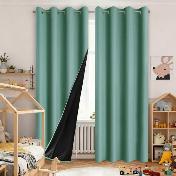 2 Panels Grommet Blackout Curtain for Living Room Doorway, Light Blocking Drapes, Thermal Insulated, Noise Reduction, 20 Inches Wide x 51 Inches Long