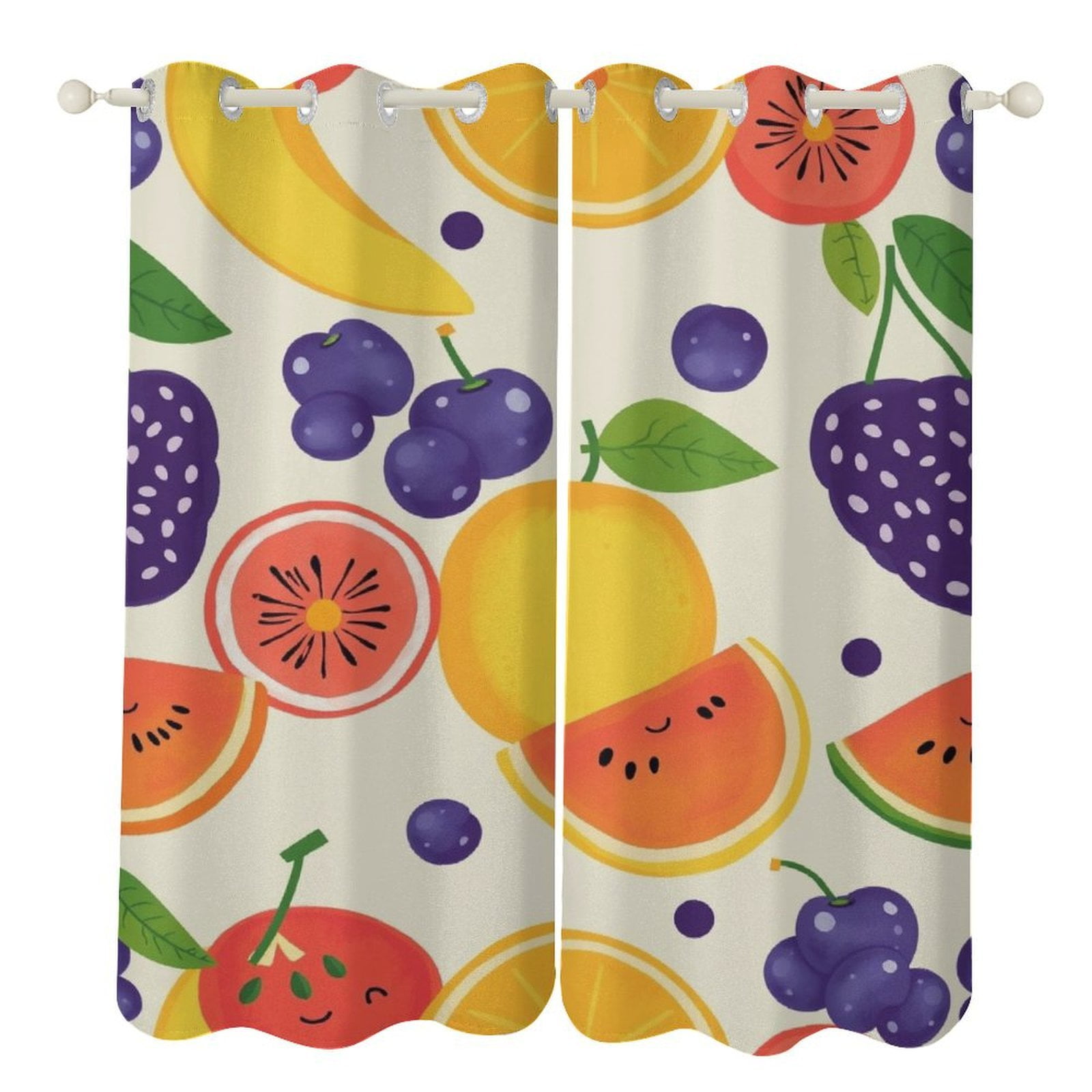 2 Panels Happy Fruit Pattern Curtains for Bedroom Living Room Drapes