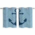 thumbnail image 1 of 2 Panels Kitchen Tier Curtains 39 Inch Length, Anchor Coastal Grommets Window Treatment Curtain, Nautical Navy Blue Ocean Summer Thermal Curtains Drapes for Living Room/Bathroom, 1 of 9