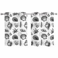 thumbnail image 1 of 2 Panels Kitchen Tier Curtains 39 Inch Length, Black Coastal Grommets Window Treatment Curtain, Shell Conch Ocean Underwater Thermal Curtains Drapes for Living Room/Bathroom, 1 of 9